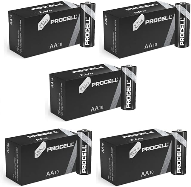 Duracell AA Industrial Alkaline Battery, Pack of 50