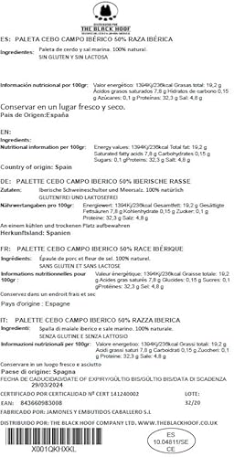 5-6 Kg Freilandhaltung Pata Negra Iberico Schinken aus Spanien 100% natürlich - Ein echtes spanisches Gourmet-Erlebnis, das Sie mit Ihren Lieben teilen können - Spanischer Jamon Iberico Vorderschinken