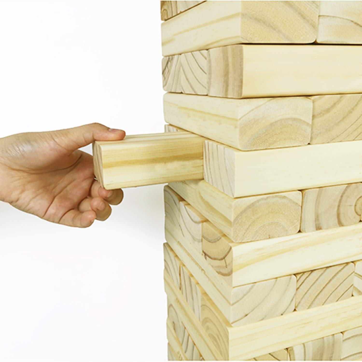 Jac & Mok Großer Wackelturm Stapelturm 60 Bausteine mit Tragetasche Giant Tumble Tower Pine Wooden Outdoor Games