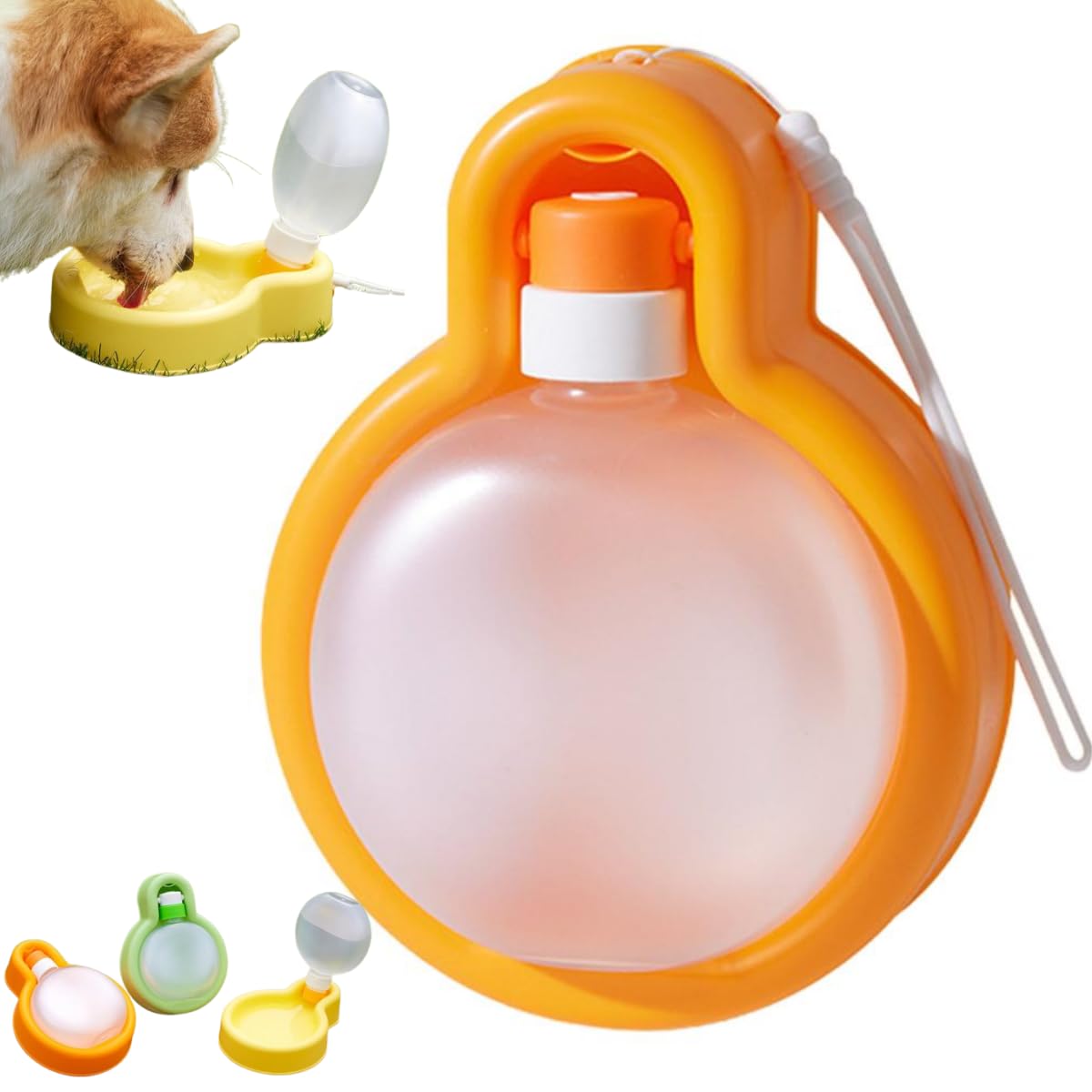 Portable Dog Pet Water Bottle for Walking, 2 in 1 Foldable Dog Water Bottles, Collapsible Leak Proof Puppy Drinker Pet Waters Bottle for Small Dogs Walking, Hiking & Travel (Orange Small)