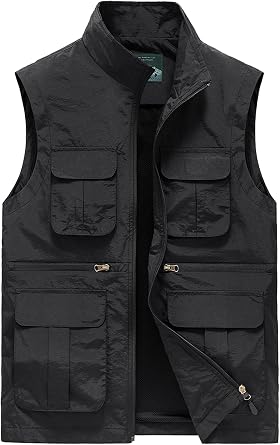 AIEOE Mens Outdoor Workout Vest Lightweight Travel Photo Vest Sleeveless Jacket with Pockets