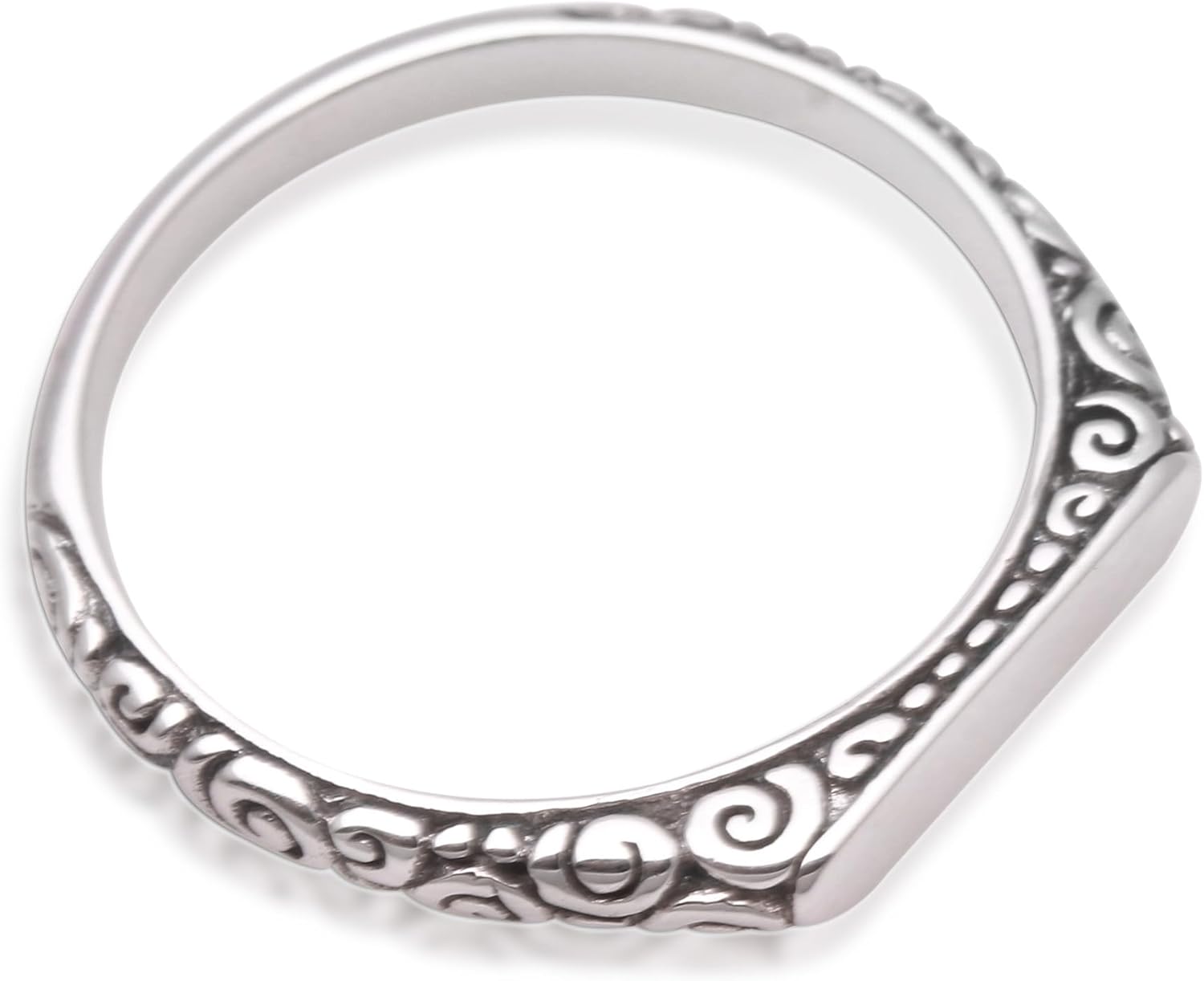 NOVICA Artisan Handmade .925 Sterling Silver Band Ring Swirl Pattern from Bali Indonesia 'Intaglio Curls'