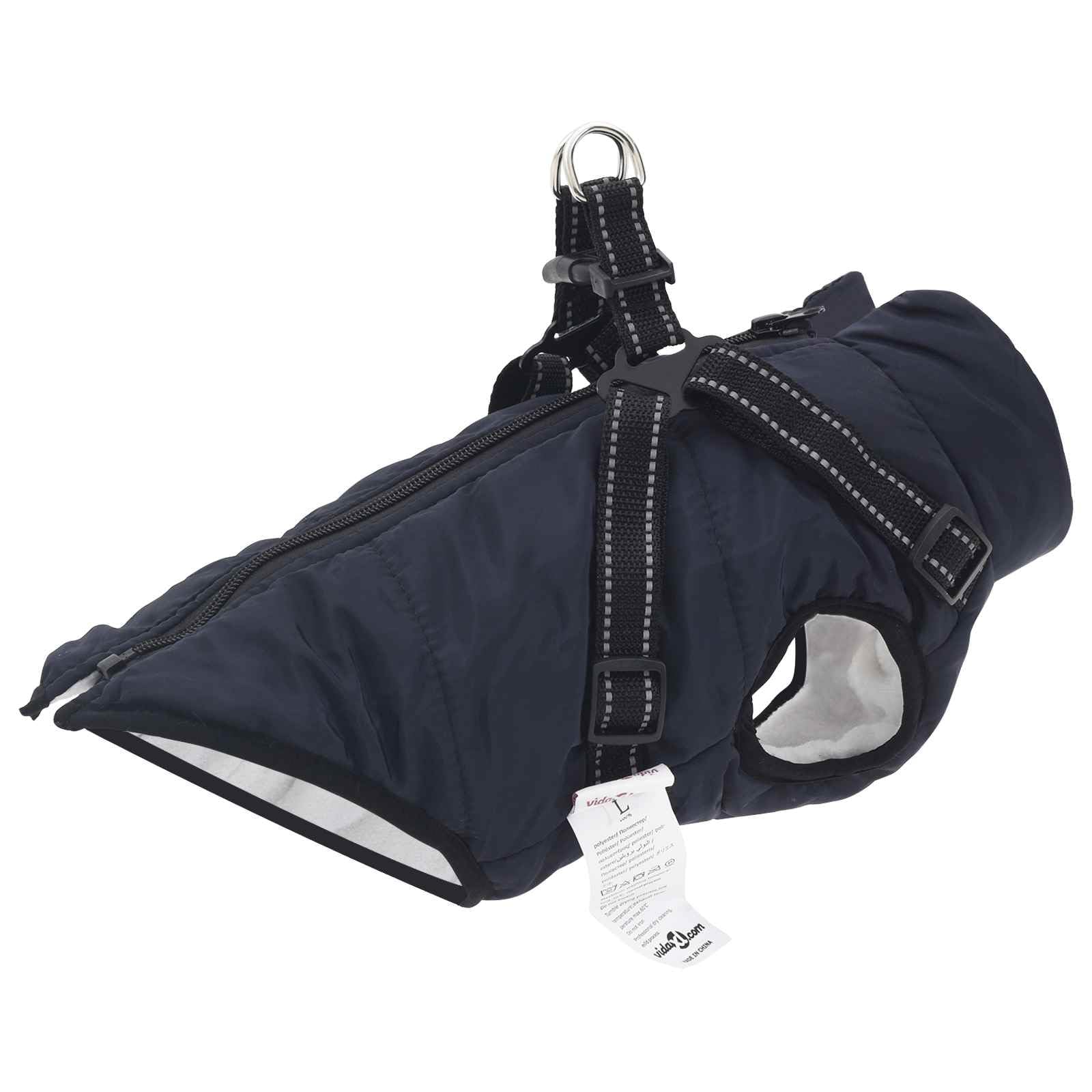 Abrigo para perro azul marino L36 con forro polar y poliéster, resistente al viento, impermeable, reflectante para pasear al aire libre, adecuado para perros de 8 a 12 kg, cálido