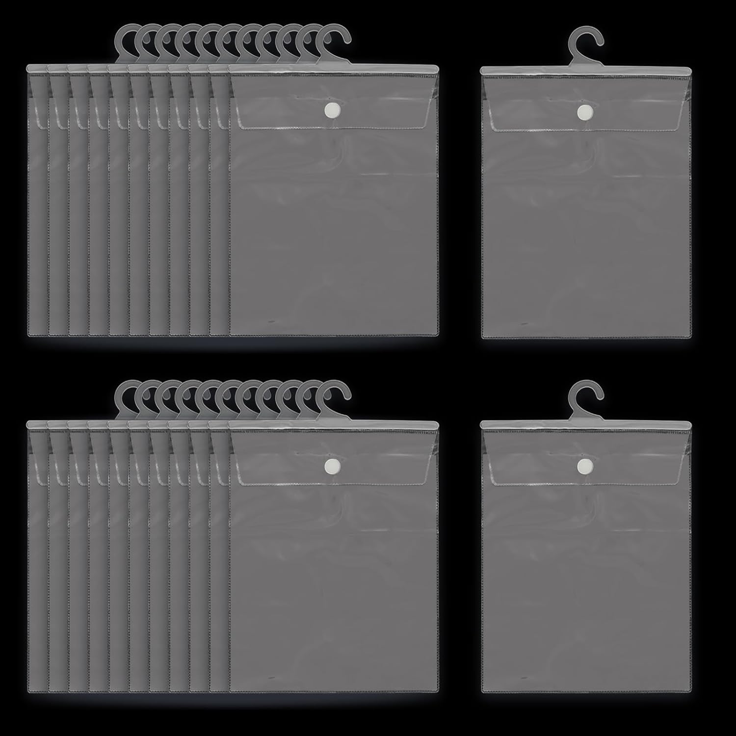 24 PCS Hanging Storage Bags with Hook, 12.6 x 10 Inches