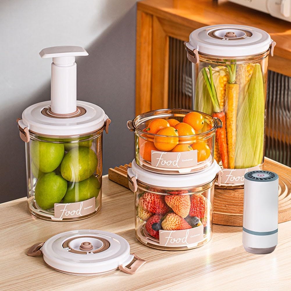 Scatola sottovuoto per alimenti secchi, snack, caffè, cereali, noci e avanzi, compatibile con pompe per vuoto standard (E)