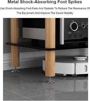 Audio Rack Media Stand Tempered Glass AV Component Rack Audio Tower CD Record Player Dvd Stand Stereo Stands 1/2/3/4 Tier(4 Tier)