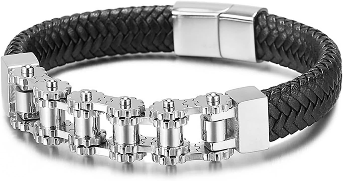 Musihy Stainless Steel Cuff Bracelets for Women, Chain Bracelet Wheel Axle Mom Jewelry for Women Gifts for Men