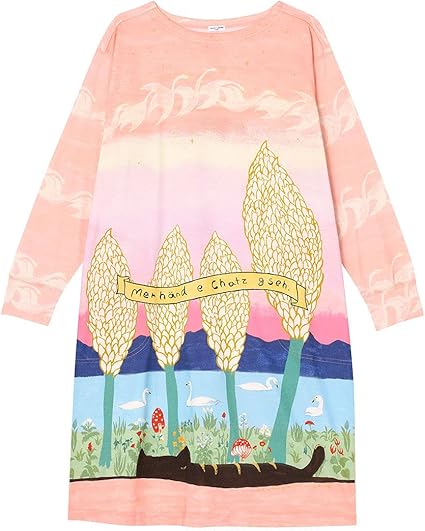 Amazon ツモリチサト Tsumori Chisato ワコール パジャマ ワンピース ロング袖 Unq142 北欧の湖畔 白鳥 M Pi M Pi ブラジャー 通販