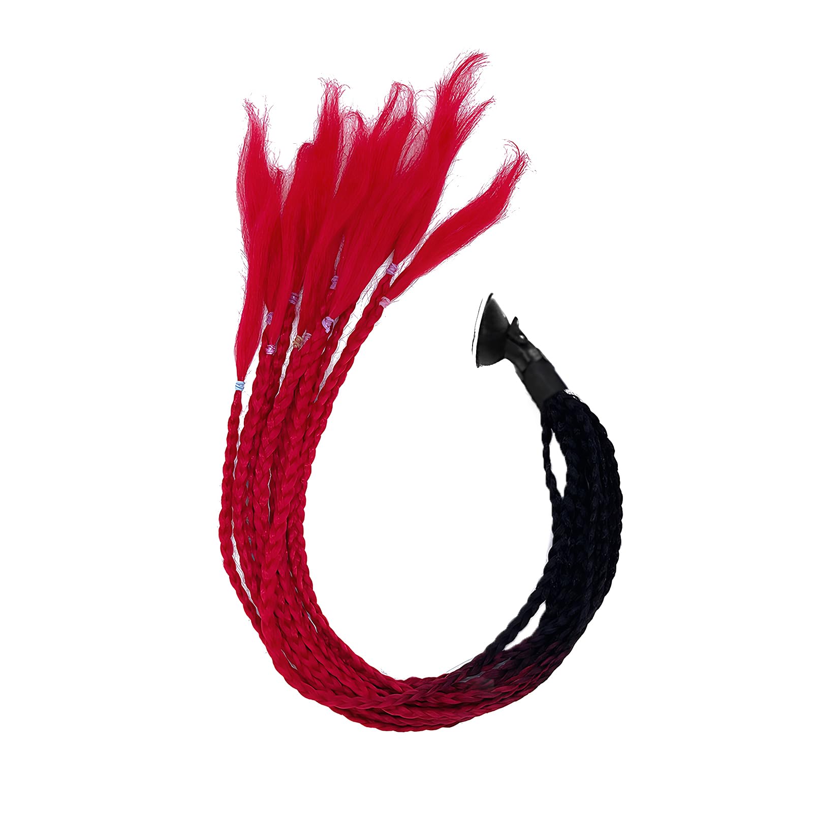 1PCS Helmet Pigtail Gradient Decoration Punk Motorcycle Helmet Ponytail Braids Hair Wig with Detachable Suction Cup for Motor Bike Bicycle Cycling Biker Riders Skateboarding Scooter Costume Cosplay