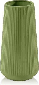 GUKJOB Ceramic Vase, Flower Vase, Ceramic Vases for Flowers, Decorative Vases for Pampas Grass Decoration, for Home, Living Room, Dining Table, Farmhouse, Office Decor Saga green
