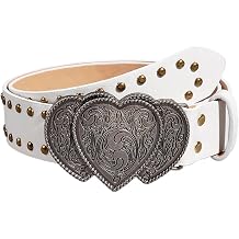 Women Western Belt Silver Buckle Leather Belt for Jeans Pants Cowgirls Cowboys Waist Belts for Men