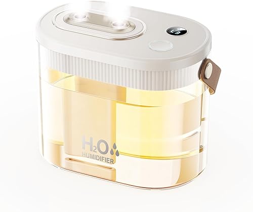 DIGIX Humidificador portátil recargable, pantalla inteligente, luz nocturna, fácil de limpiar, humidificadores pequeños de 1.4 L para dormitorio