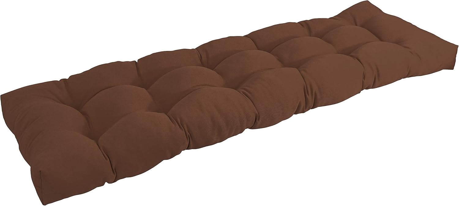 Blazing Needles Twill Tufted Bench Cushion, 60" x 19", Chocolate Chocolate 60" x 19"