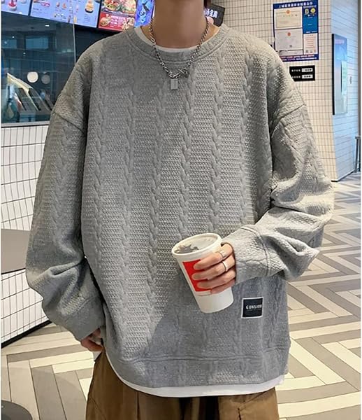 [Aaronlive] トレーナー メンズ 長袖 メンズ 丸襟 Tシャツ 大きいサイズ 人気 プルオーバー トレーナー カジュアル 快適 ゆったり プルオーバー 春秋冬 服 メンズ トレーナー - 3