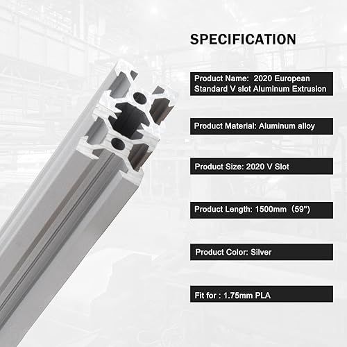 Miniatura 75 de 10 piezas de extrusión de aluminio 2020 con ranura en V, estándar europeo de 11.811 in (11.8 pulgadas) de longitud, aluminio extruido anodizado