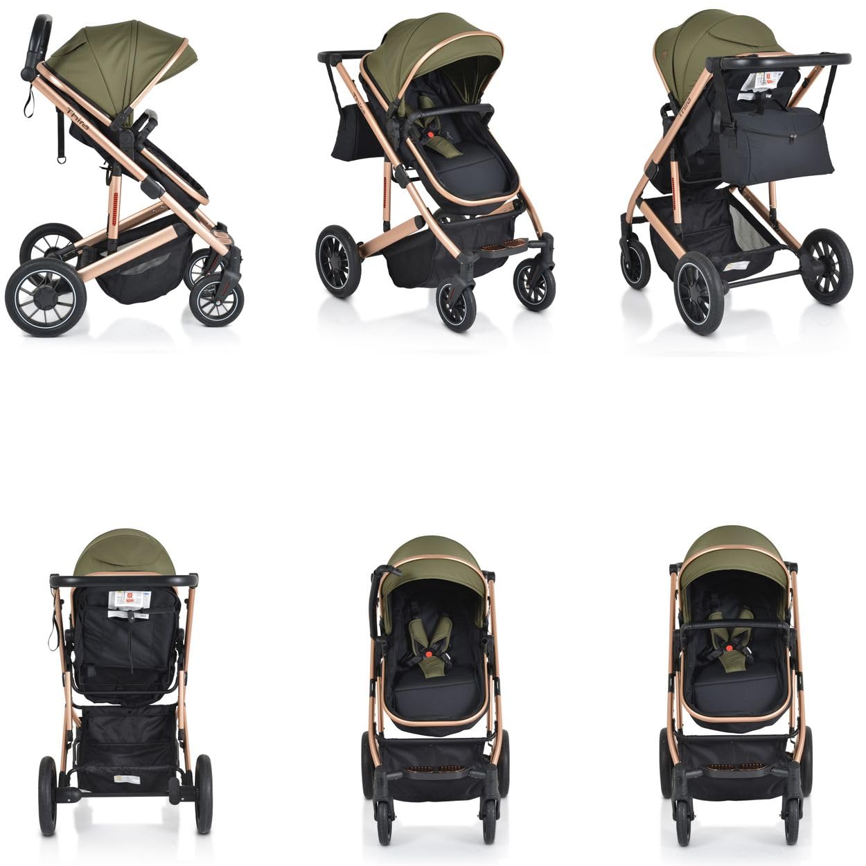 Moni Kombikinderwagen 2 in 1 Thira Babywanne, umbaubar, Sportsitz, Fußabdeckung grün