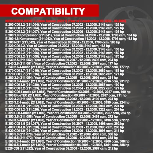 Flydida Luftfederung mit 2Pins Hinten Links/Rechts OE# 2113200925 A2113200925 Kompatibel mit E-Klasse S211 W211 E200 E220 E230 E240 E270 E280 E320 E350 E500 E400 E420 E55 E63
