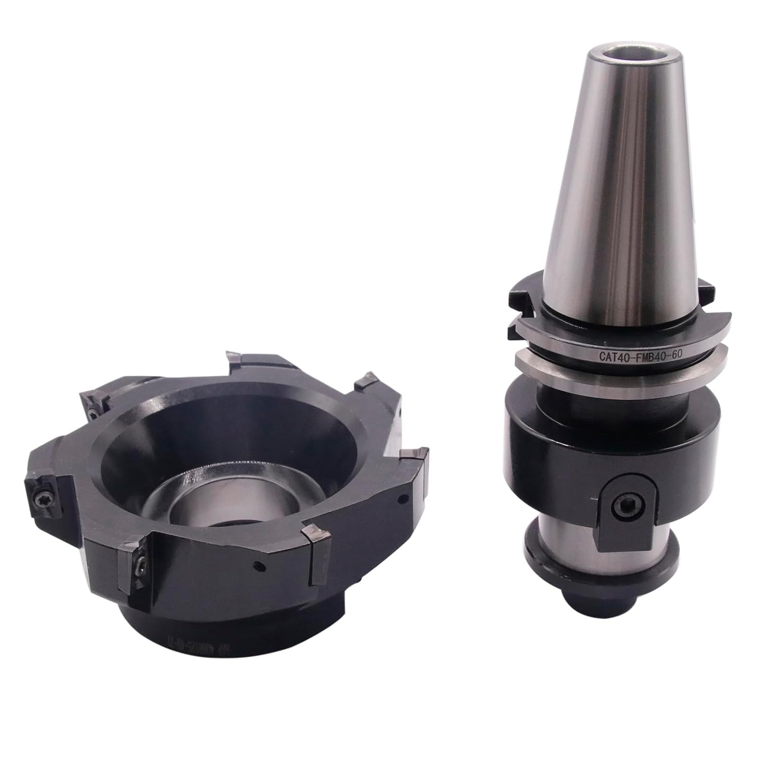 CAT40-FMB40-60 Shank Face End Mill Arbor and 5"/125mm Cutting Diameter 7-Flute 400R 125-40-7T CNC Face End Milling Shell Cutter with 10Pcs APMT1604 Carbide Inserts and T15 Wrench