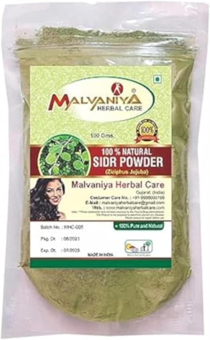 100% Natural Sidr Powder (100 Grams) (0.22 lb) Sidr leaves Powder for hair Natural Hair conditioner Natural source of mucilages and saponins Natural hair cleanser