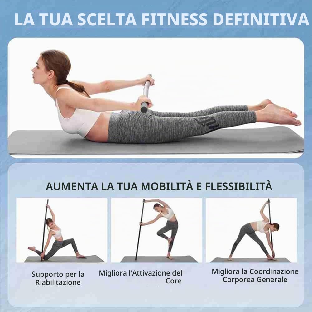 Bastone da Yoga da 5 Piedi, Bastone da Stretching Regolabile in Acciaio per Mobilità, Flessibilità Ed Equilibrio, Versatile Bastone per Esercizi