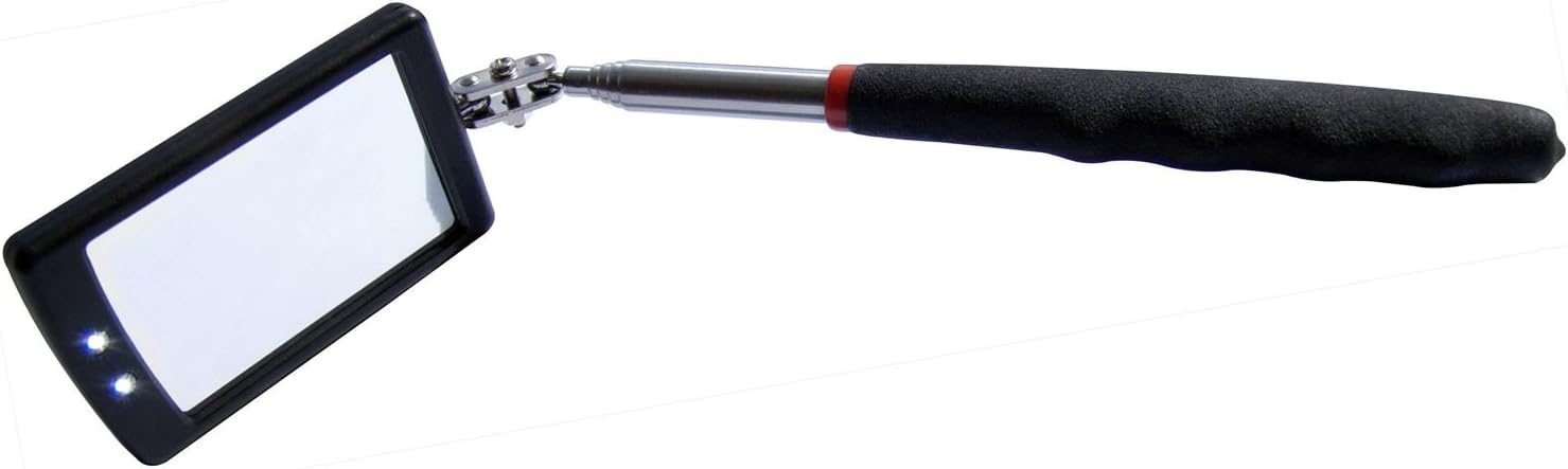 Telescopic LED lit Mirror Inspection Extending Swivel Car Garage Mechanics Chrom