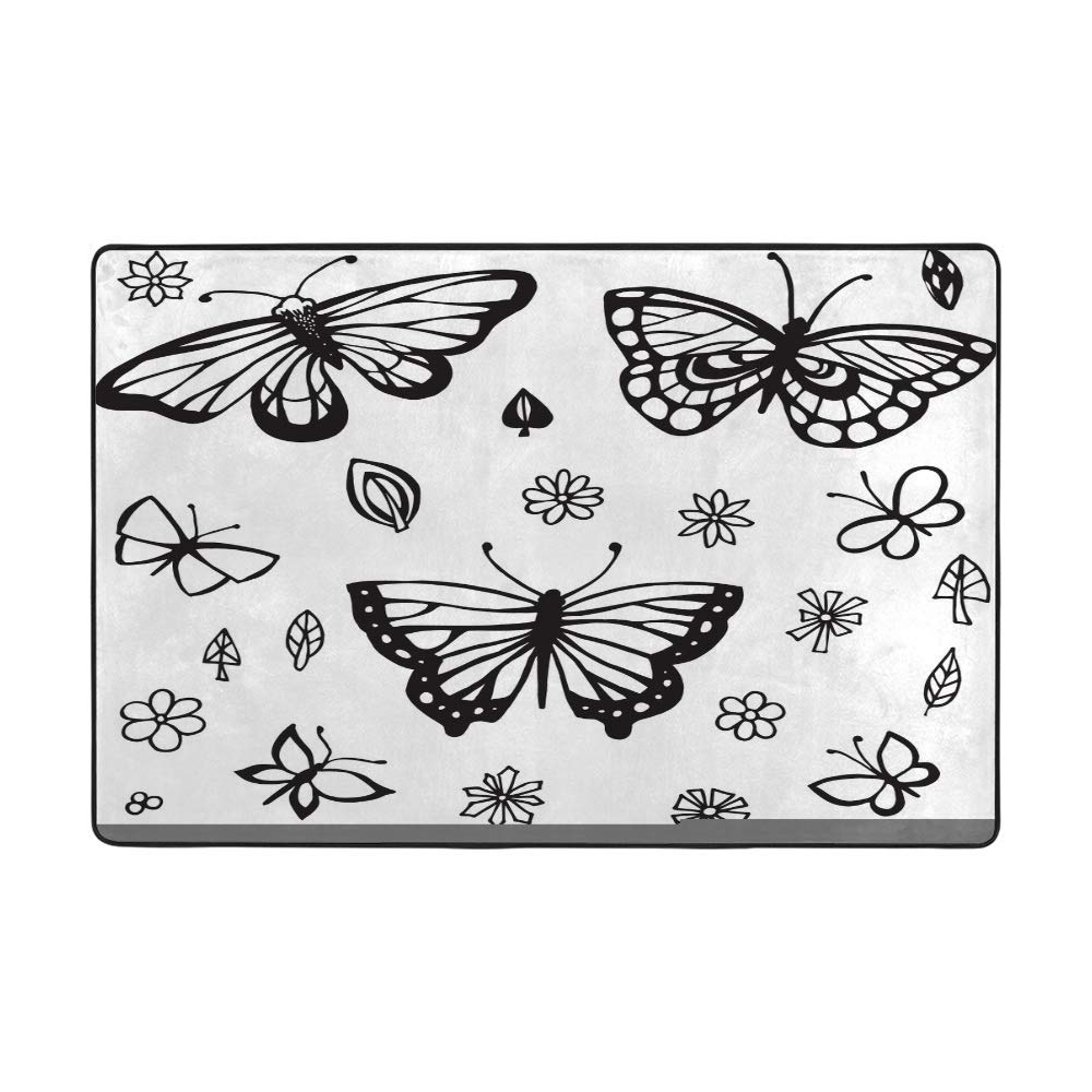 Tapis de sol antidérapant lavable intérieur motif fleurs pour salon cuisine