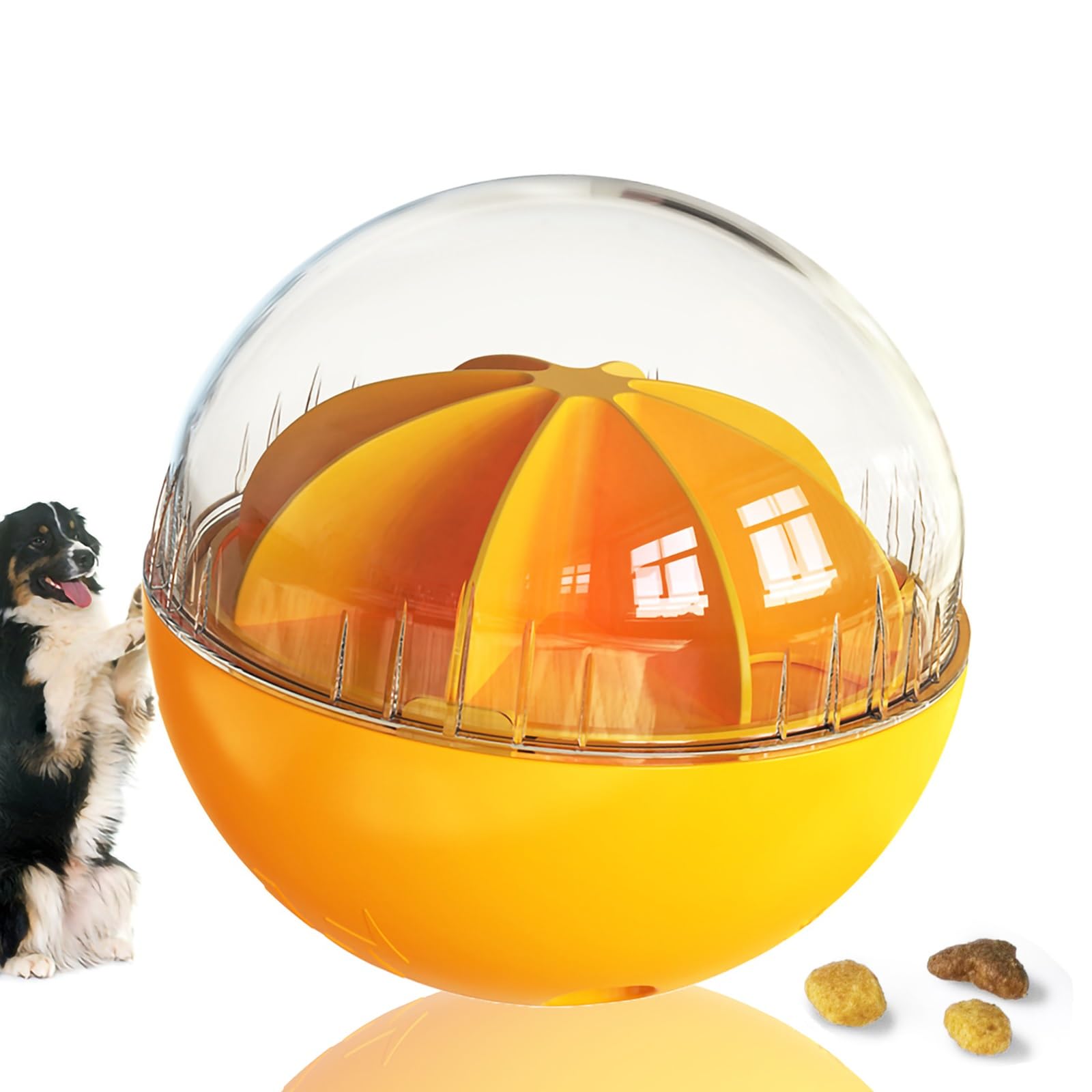 JWTEEE Slow Feeder Dog Ball - Stops Fast Eating, Prevents Bloat, Orange