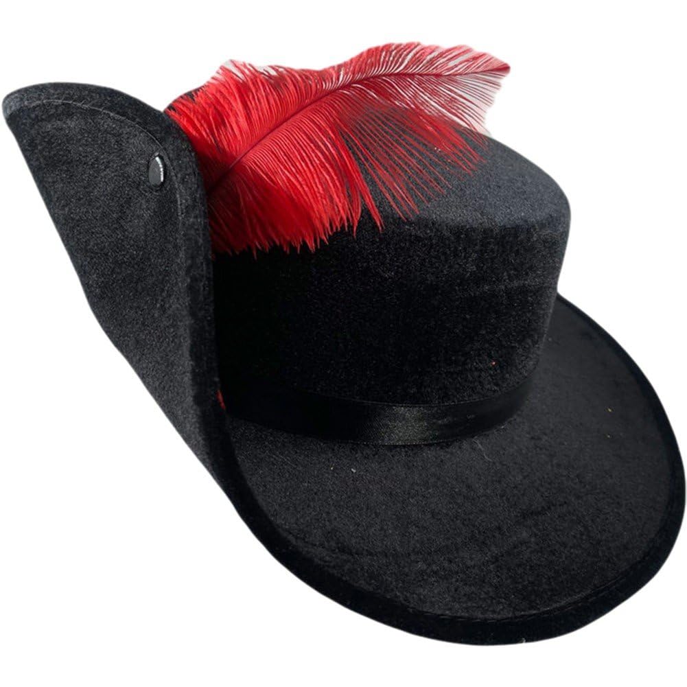 Uzztfa Black Gentleman Fedoras Hat For Adult Musketeer Hat Classic 1920S Trilby Jazz Hat Manhattan Wide Brim Hat With Feather Decor Vintage Panama Caps