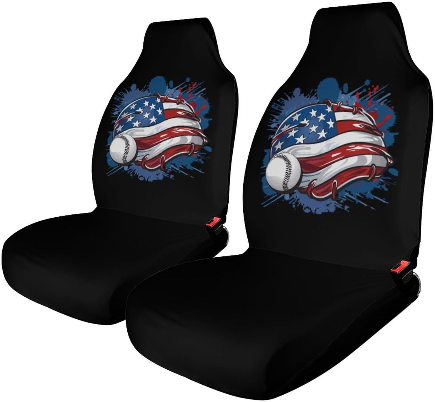 American Flag Softball Bat and Glove Car Seat Covers Automotive Seat Covers Car Seat Protector Auto Front Seats Protector for Most Cars 2PCS