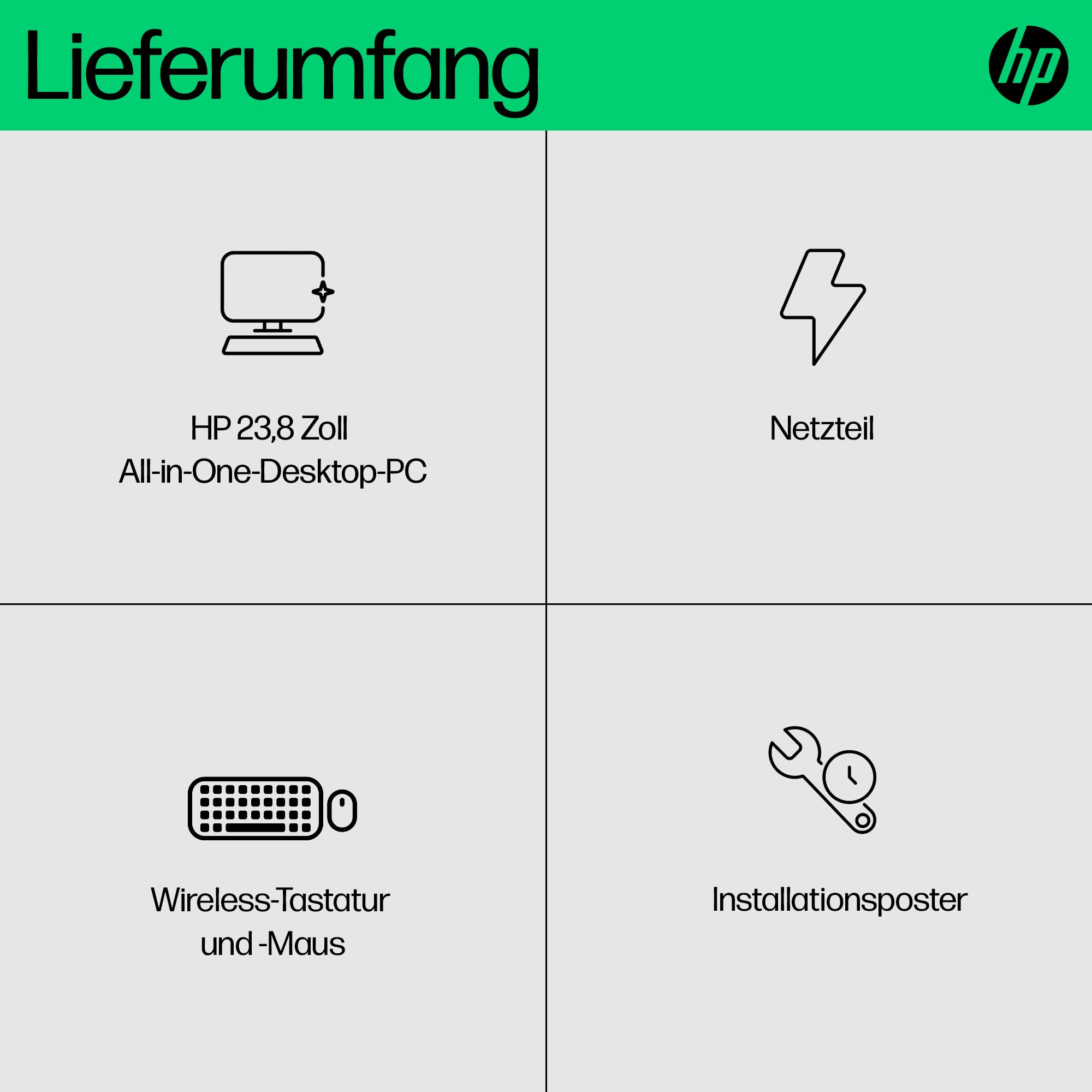 HP All-in-One PC | 23,8" FHD-Display | Intel Core i5-1335U | 16 GB DDR4 RAM | 512 GB SSD | Intel Iris Xe-Grafikkarte | Windows 11 Home | Weiß