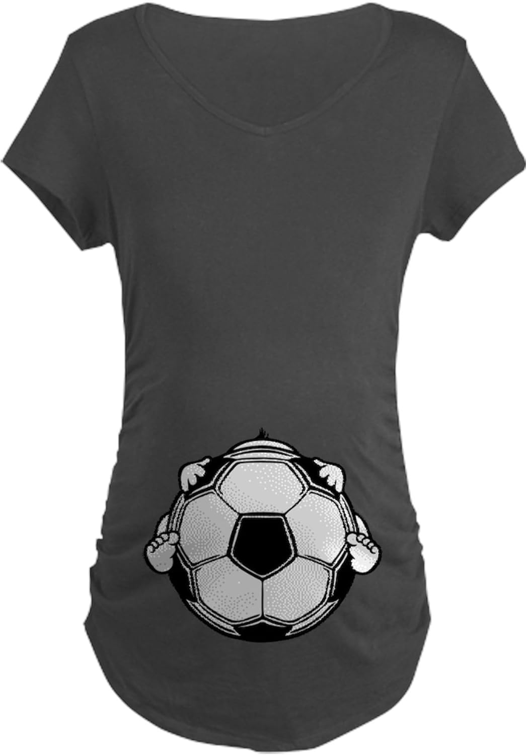 CafePress Soccer Baby Maternity Dark T Shirt Women's Maternity Ruched Side T-Shirt