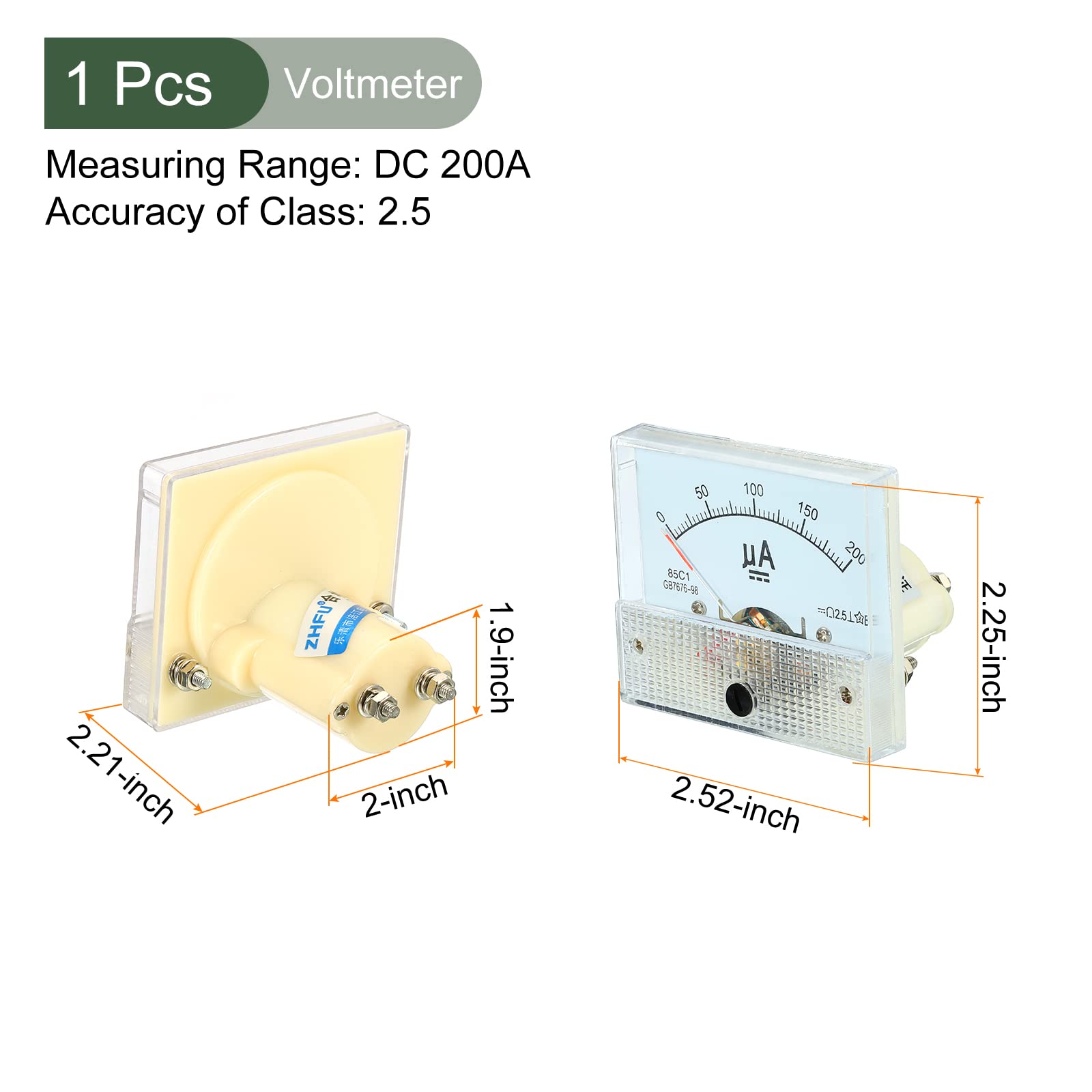YOKIVE Analog Panel Ammeter, 85C1 Ampere Meter Current Tester, Great for Office Art, Home, Daily Use (DC 0-200uA) - Image 2