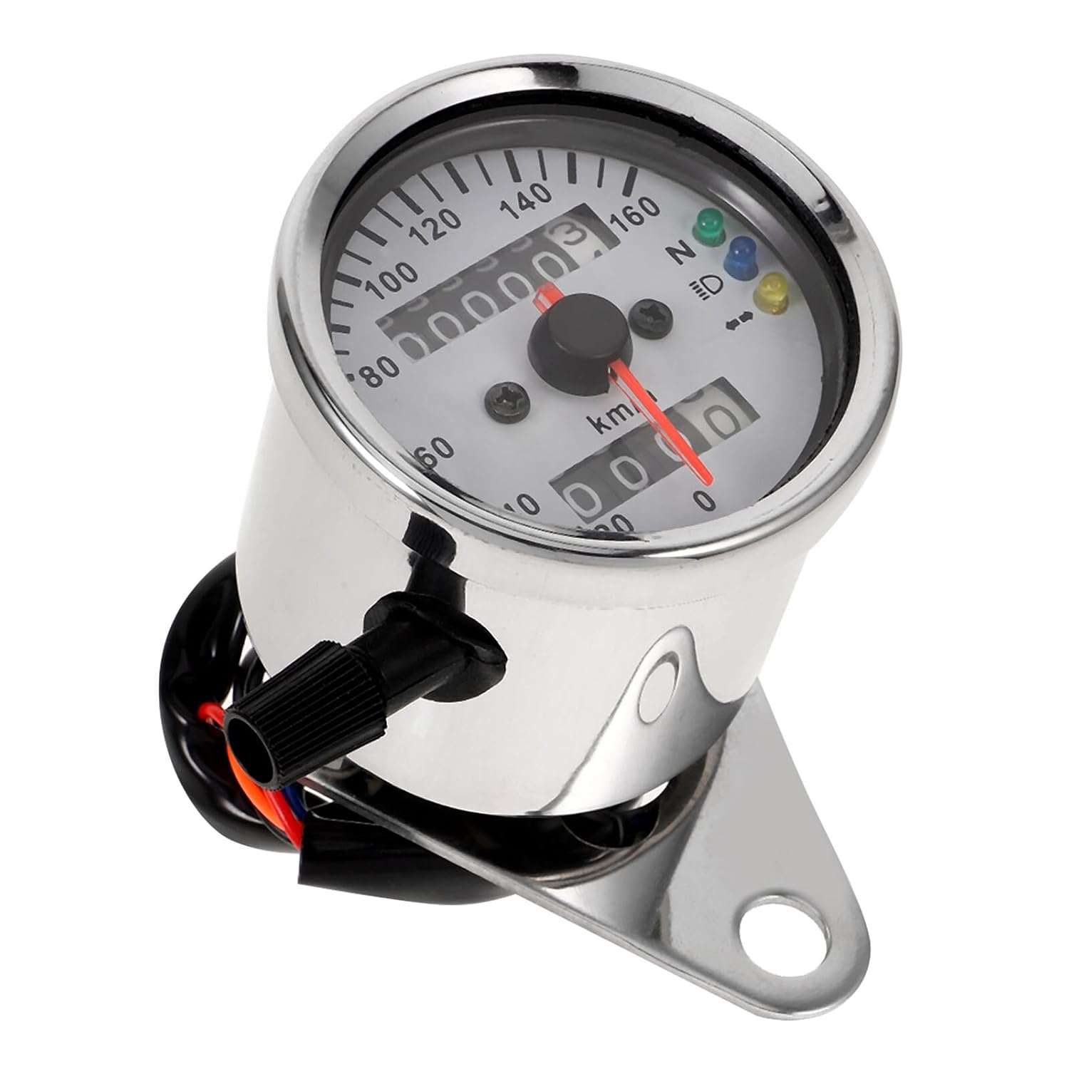 Motorcycle Speedometer and Dual Odometer Gauge LED Backlight Small Motorcycle Accessory for Custom Bikes with Retro Design