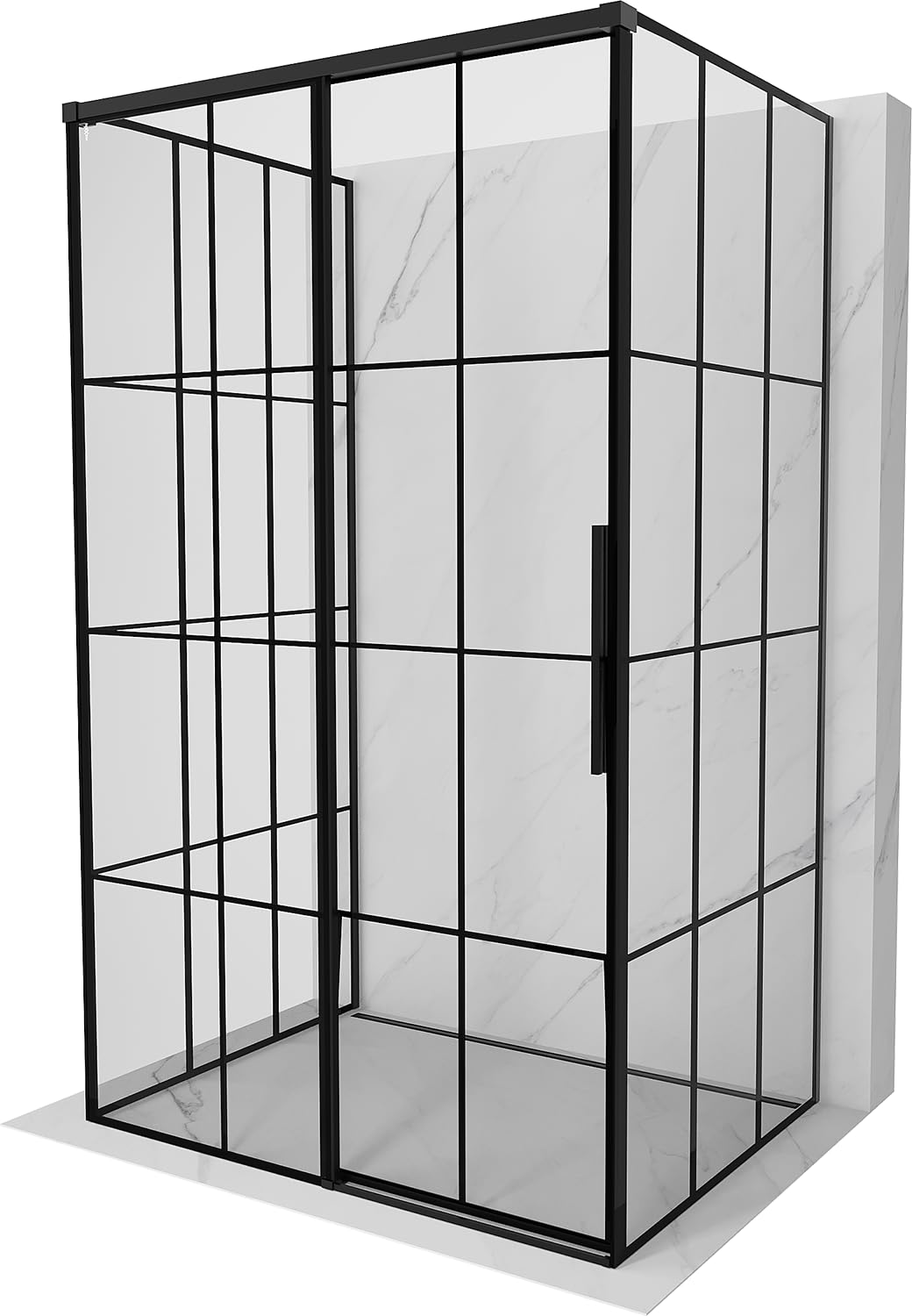 Mexen Rox-3S Box Doccia 3 Lati Scorrevole Sinistra 155x75 Griglia Nera Nero