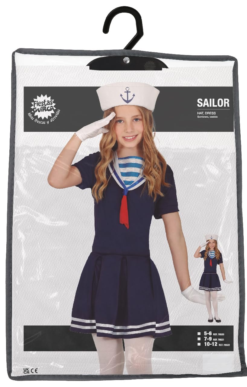 FIESTAS GUIRCA Vintage Sailor Costume for Girls - Elegant Blue Sailor Dress - Retro Sailor Costumes for Girls - Age 5-6 Years - Image 3