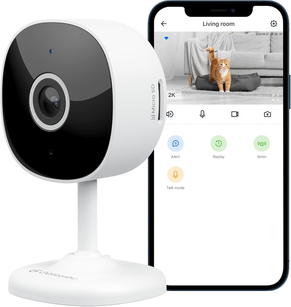 Amazon.com : GALAYOU WiFi Camera 2K, Indoor Home Security Cameras for Baby/Elder/Dog/Pet Camera with Phone app,24/7 SD Card Storage,Works with Alexa & Google Home G7 : Electronics