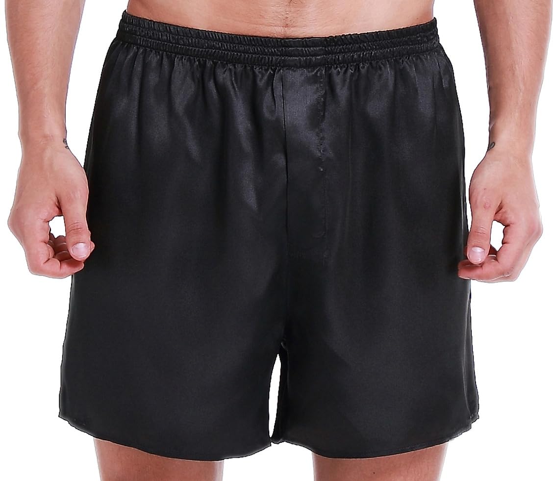 Lavenderi Men's Silk Satin Boxer Shorts, Pajama Shorts