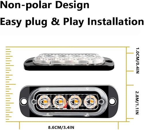 Miniatura 6 de 4 luces LED de advertencia superbrillantes de emergencia para remolques, camionetas, camiones, automóviles, SUV, RV, camionetas, etc. (rojo)