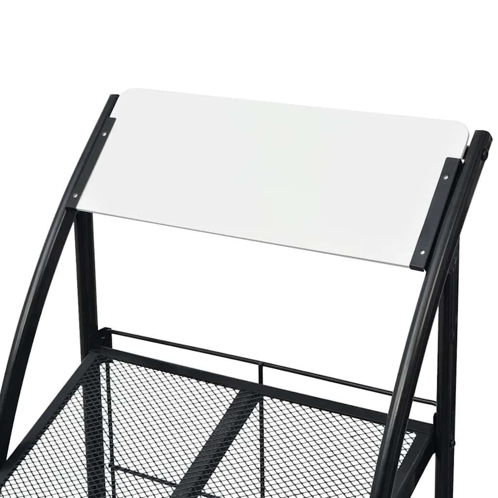 Stojak na czasopisma z 4 półkami, 47 x 40 x 134 cm, czarno-biały, uchwyt na broszury A4, stojak na broszury i katalog, mobilny segregator czasopism z rolkami do biura, salonu