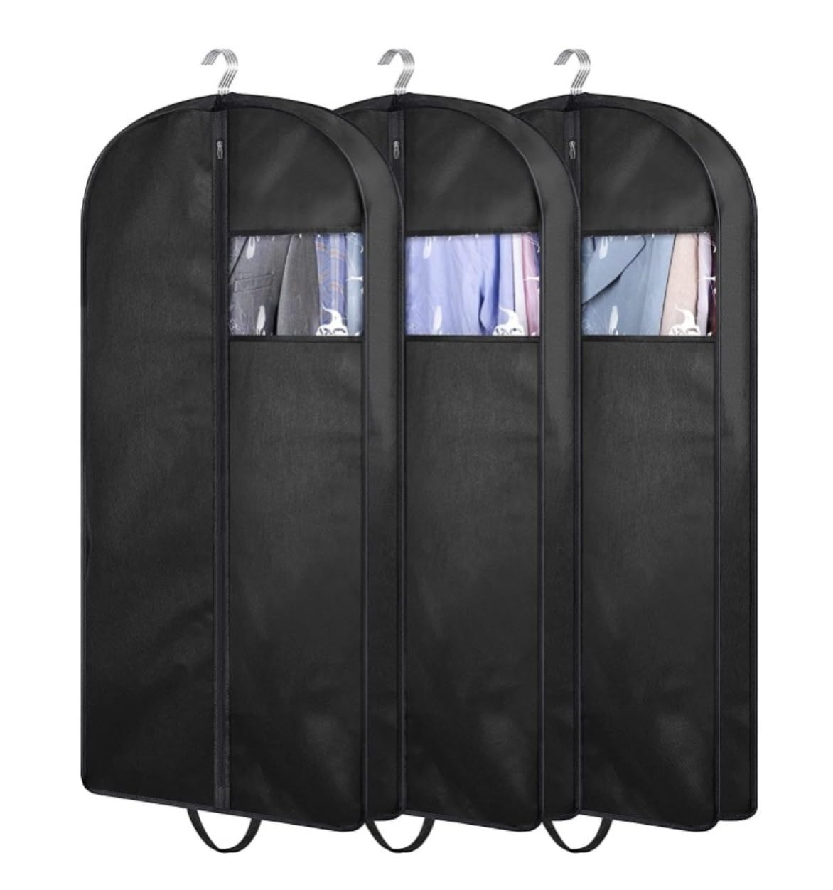 Clothes Protectors 3pcs Garment Bag With Zipper Window Handles 4" Gusseted Dress Bags For Closet Storage Garment Bags Cover