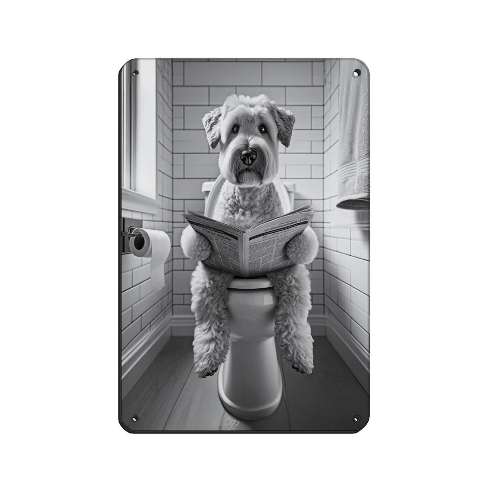 Soft Coated Wheaten TerrierBathroom Art Poster Retro Poster Metal Tin Sign Chic Art Retro Iron Painting Bar People Cave Cafe Family Garage Poster Wall Decoration 8x12inch(20x30cm)