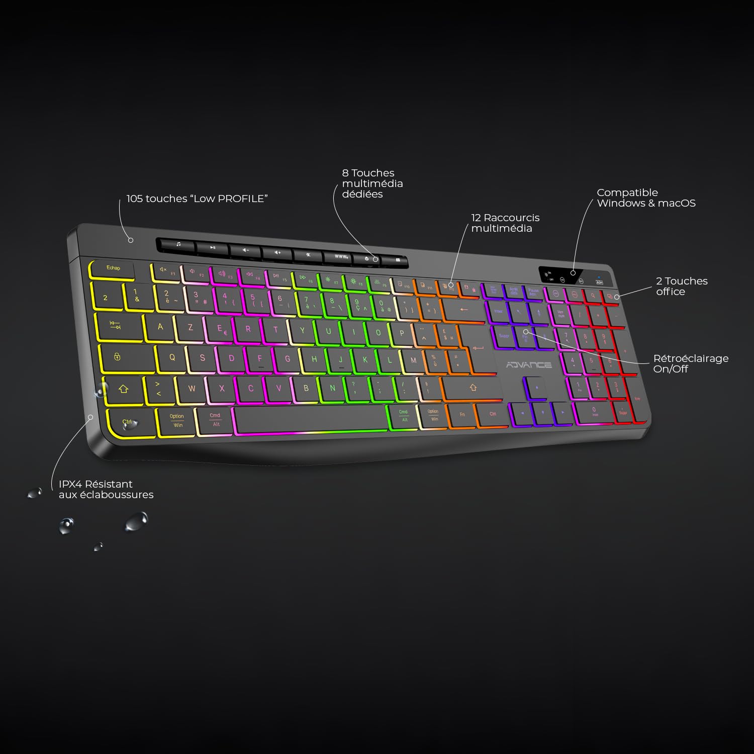 Ergonomisch toetsenbord Bluetooth azerty zwart R-Go Compact Break