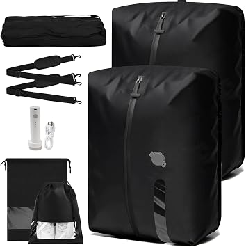 Vacuum Travel Bags With Pump,Vacuum Seal Bags For Clothing Travel,Ip67 Waterproof Vacuum Bags For Travel,Compression Packing Cubes With Suitcase, Luggage,Backpack 2pcs + Pump+Shoe Bags