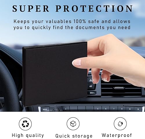 Miniatura 10 de 2 soportes para registro y seguro de automóvil, organizador esencial de 10.6 x 4.8 pulgadas con cierre, accesorios interiores del vehículo,
