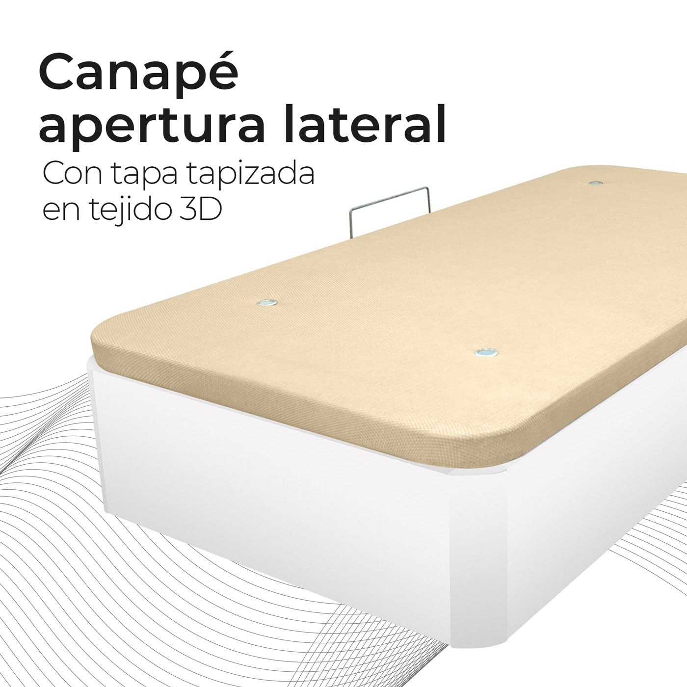 Somnia Descanso - Canapé Abatible Apertura Lateral de Madera con Gran Capacidad, Espacioso, Transpirable y Resistente, Esquinas Redondeadas, 90 x 190, Blanco
