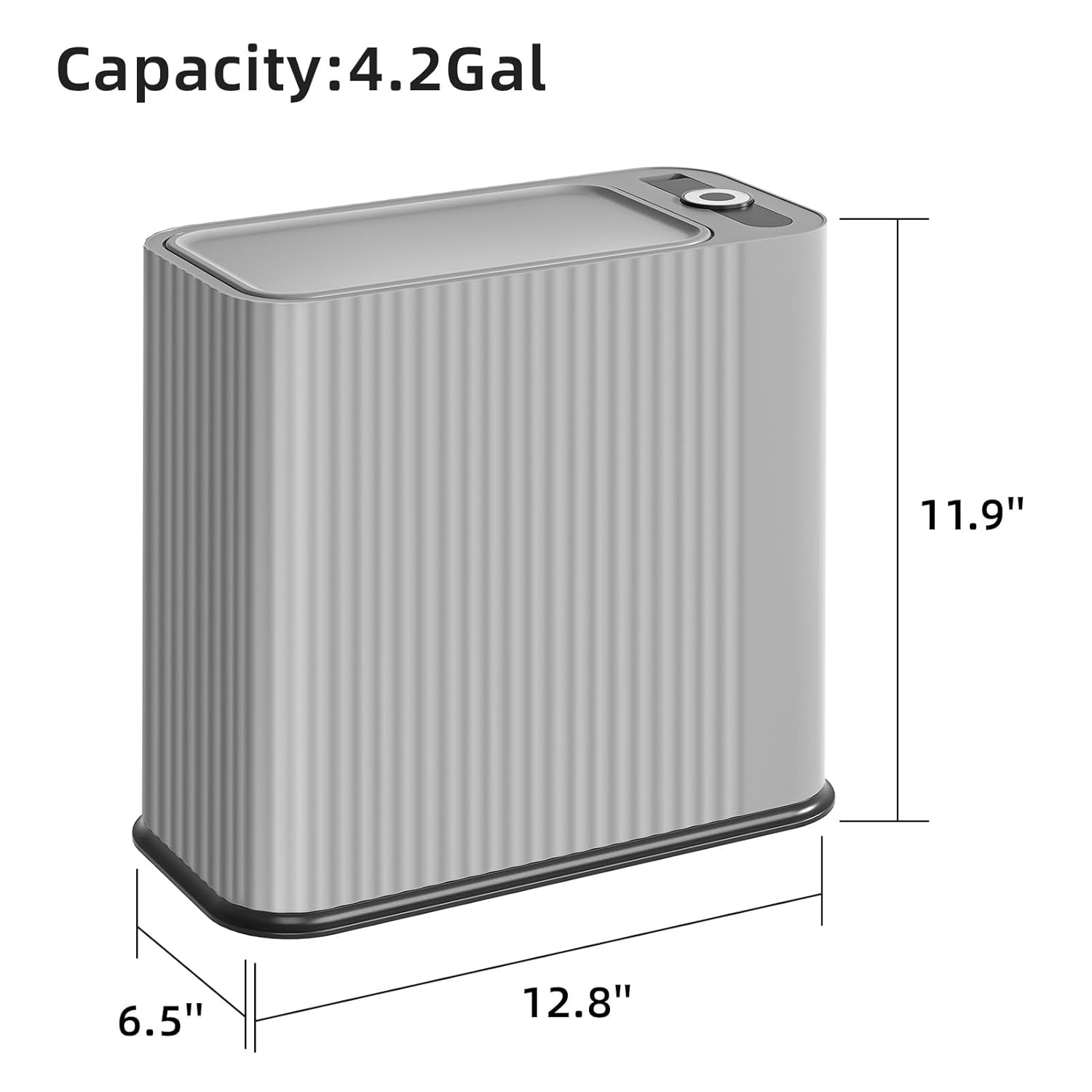 SUBEKYU Bathroom Trash Can with lid,4.2 Gal Small Kitchen Garbage Can,Plastic Office Waste Bin,Slim Wastebasket for Narrow Space,Gray