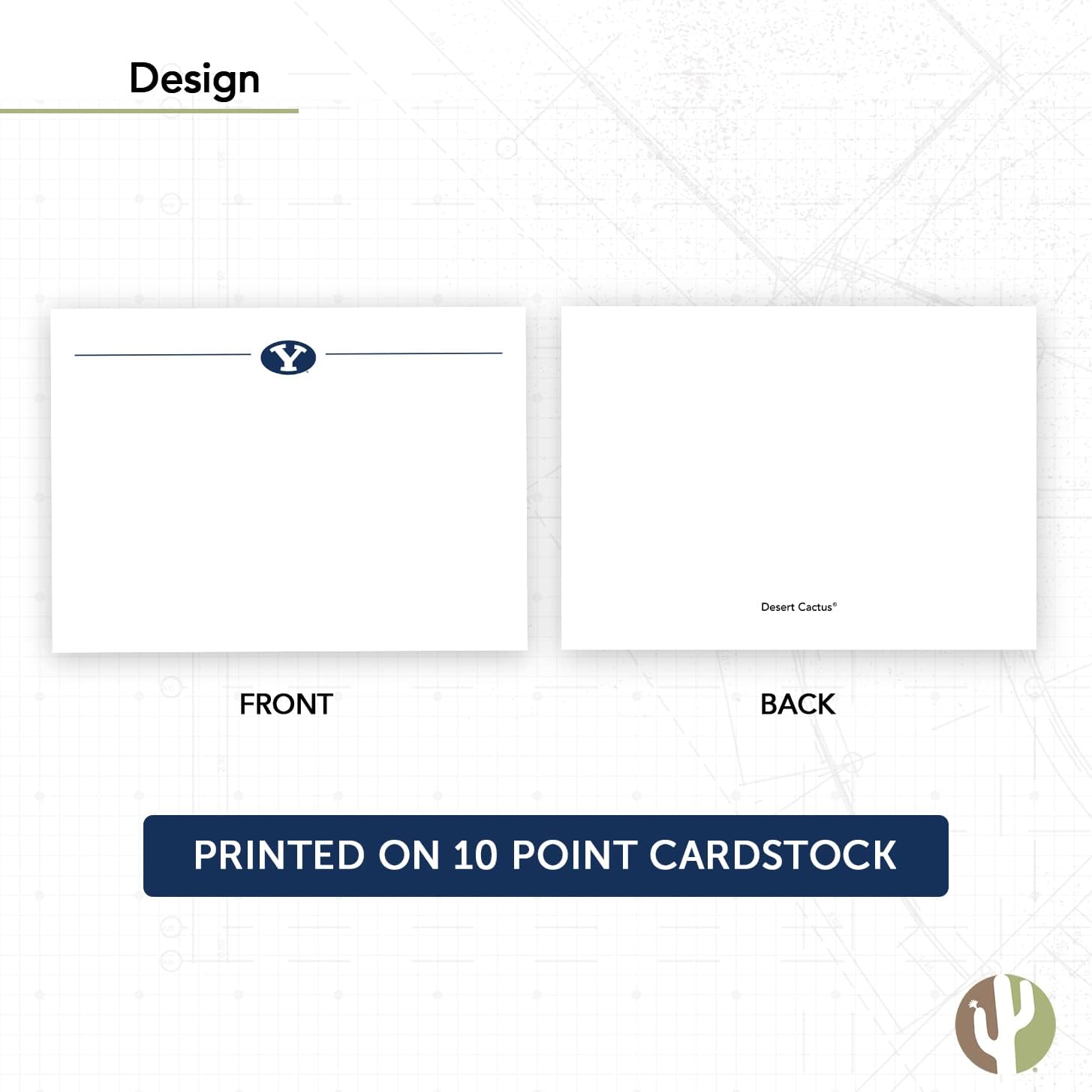 Desert Cactus Brigham Young University 10 Pack Notecards Stationery Cardstock Cougars BYU Cougs Includes Envelopes Memo Party Thank You (Notecard 1a)
