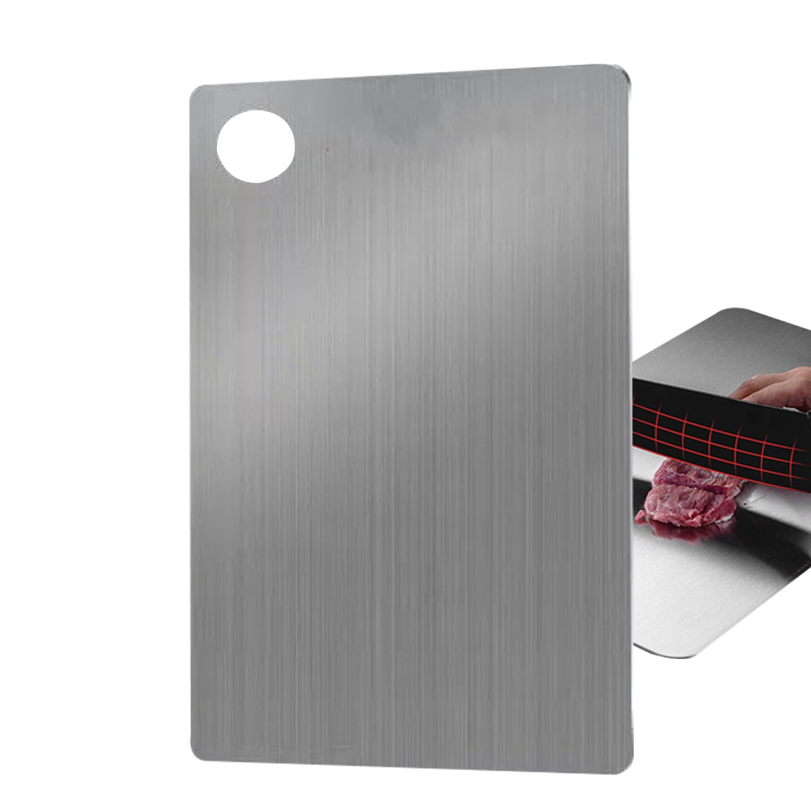 Large Cutting Board for Kitchen - Double Sided Butcher Block, Baking Board, Stainless Steel for Meat, Veggies, Fruits