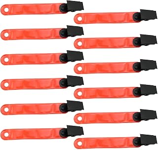 12PCS Outdoor Fluorescent Hunting Clips Orange 3.93 x 0.55 inches PVC Outdoor Road Markers Reflective Marking Tape for Night and Day for Running Camping and Travel