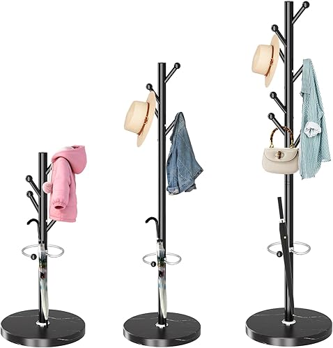 Miniatura 11 de ZOZOE Perchero de Pie de Metal Moderno, Perchero Independiente con 8 Ganchos, Percheros Fáciles de Ensamblar, Perchero Negro Tipo Árbol para Base